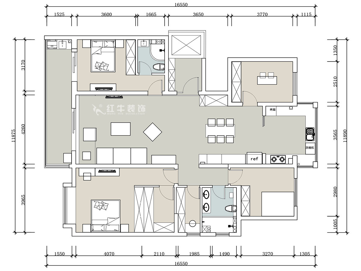 【實(shí)景案例】蔣?。幸卞\繡華府中苑-180㎡-新中式風(fēng)格｜5室2廳2衛(wèi)｜新房裝修｜定制家｜全包28萬｜00_01平面布置圖