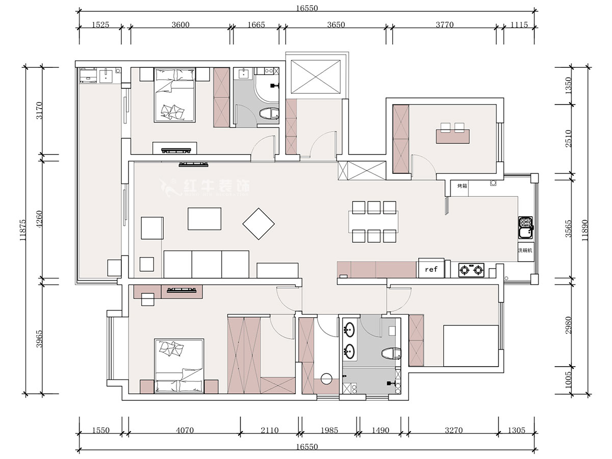 【實(shí)景案例】蔣?。幸卞\繡華府中苑-180㎡-新中式風(fēng)格｜5室2廳2衛(wèi)｜新房裝修｜定制家｜全包28萬｜00_02平面布置圖
