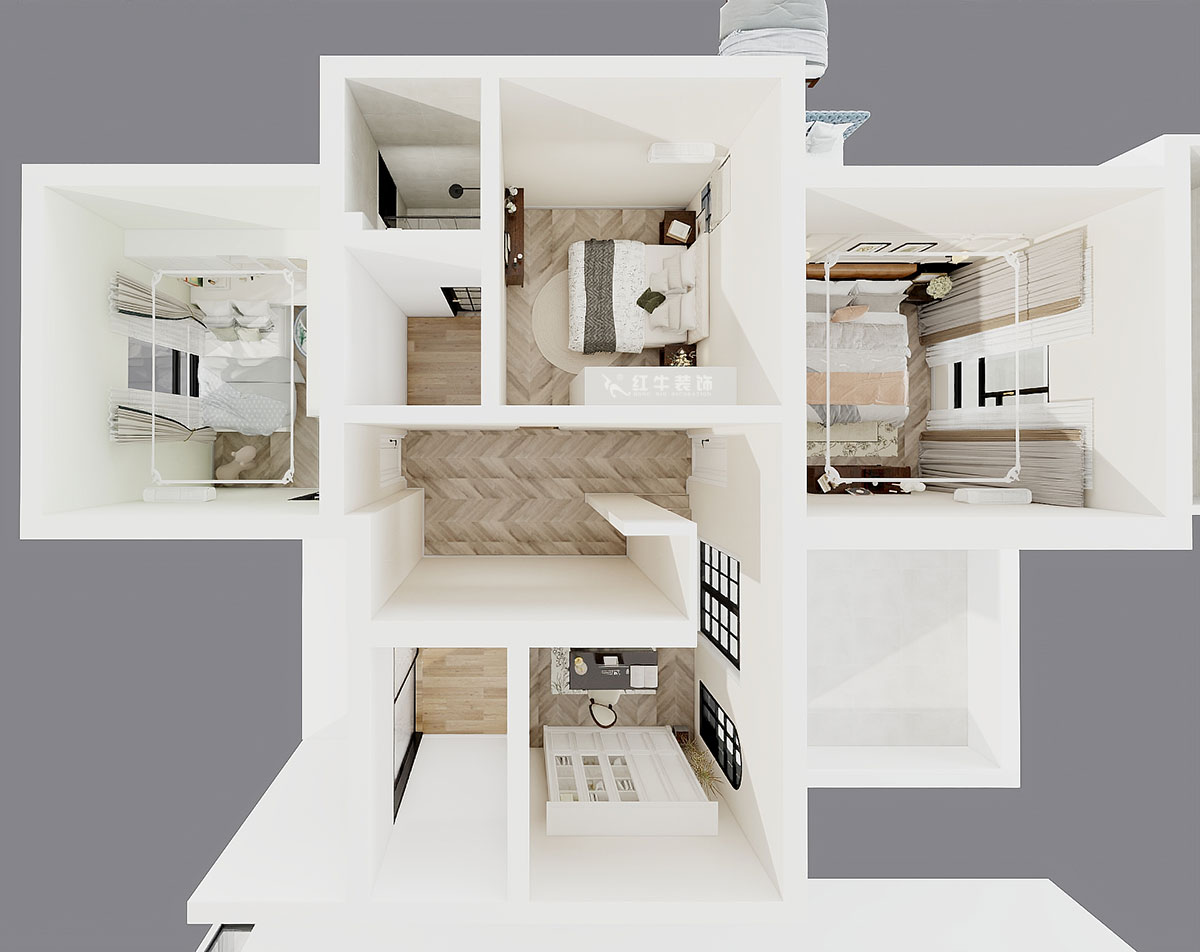 吳波|翠屏國(guó)際香樟苑-7-404-124㎡-現(xiàn)代風(fēng)格|3室2廳2衛(wèi)|二手房裝修|定制家|全包17萬(wàn)|00_08二層鳥(niǎo)瞰圖