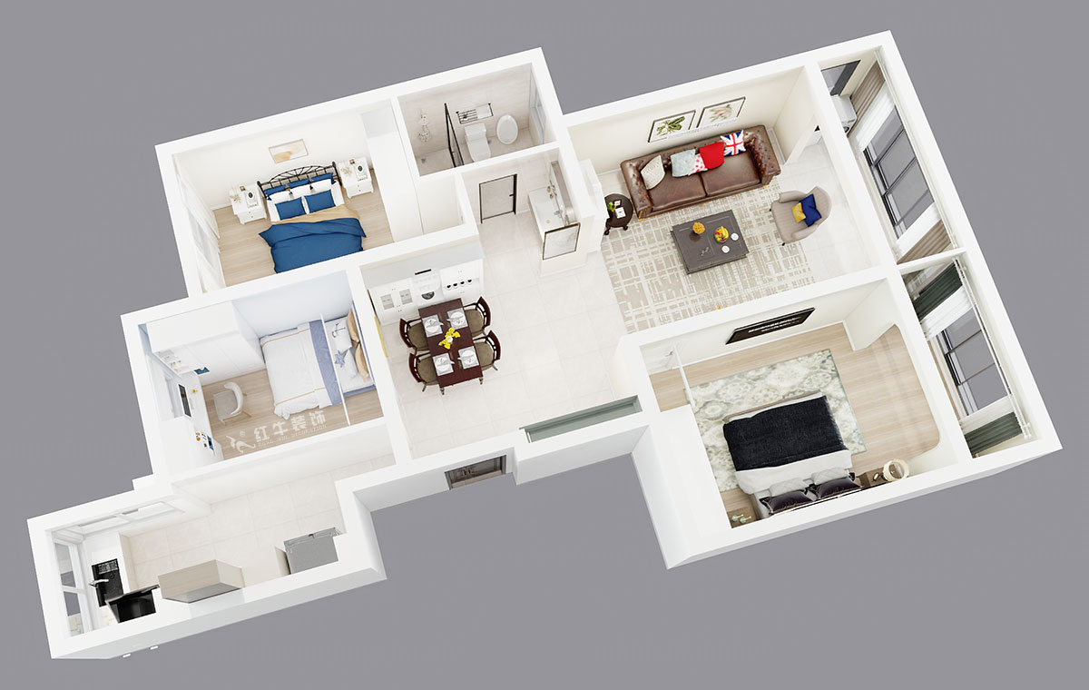 朱彥|托樂(lè)嘉吉鄰居3-905-110㎡-現(xiàn)代風(fēng)格|3室2廳1衛(wèi)|老房裝修|定制家|全包15萬(wàn)|00_04鳥瞰圖