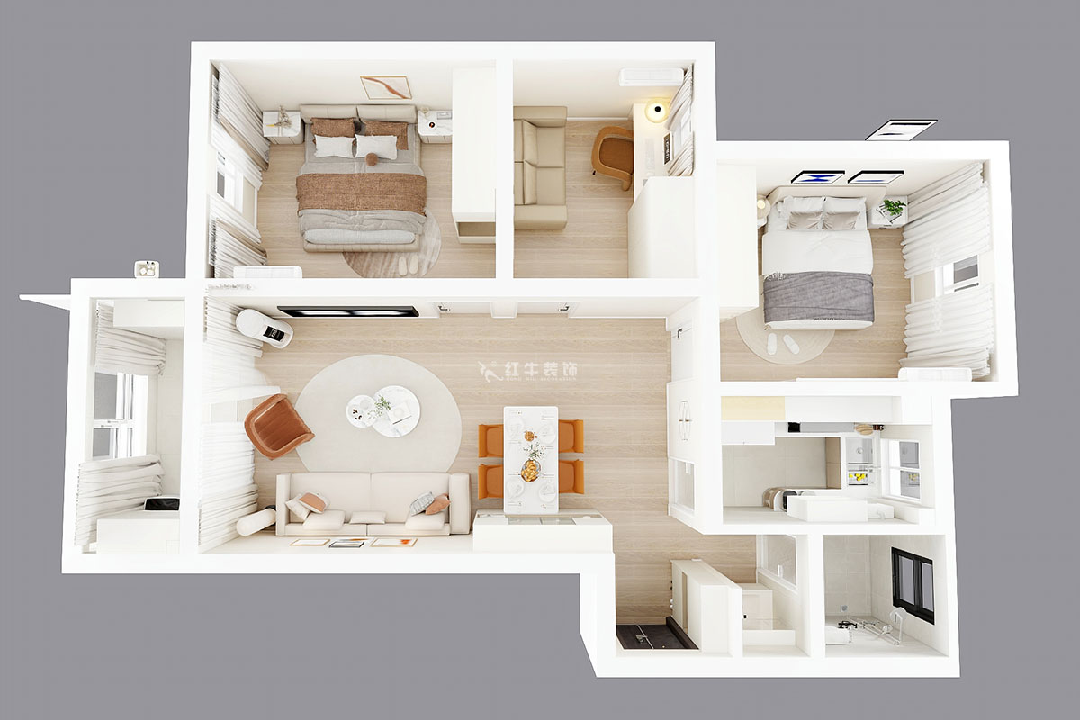 朱明琪｜春江新城新河苑一期8-3-510-94㎡-現(xiàn)代風(fēng)格｜3室2廳1衛(wèi)｜老房改造｜定制家｜全包12萬(wàn)｜00_04鳥瞰圖