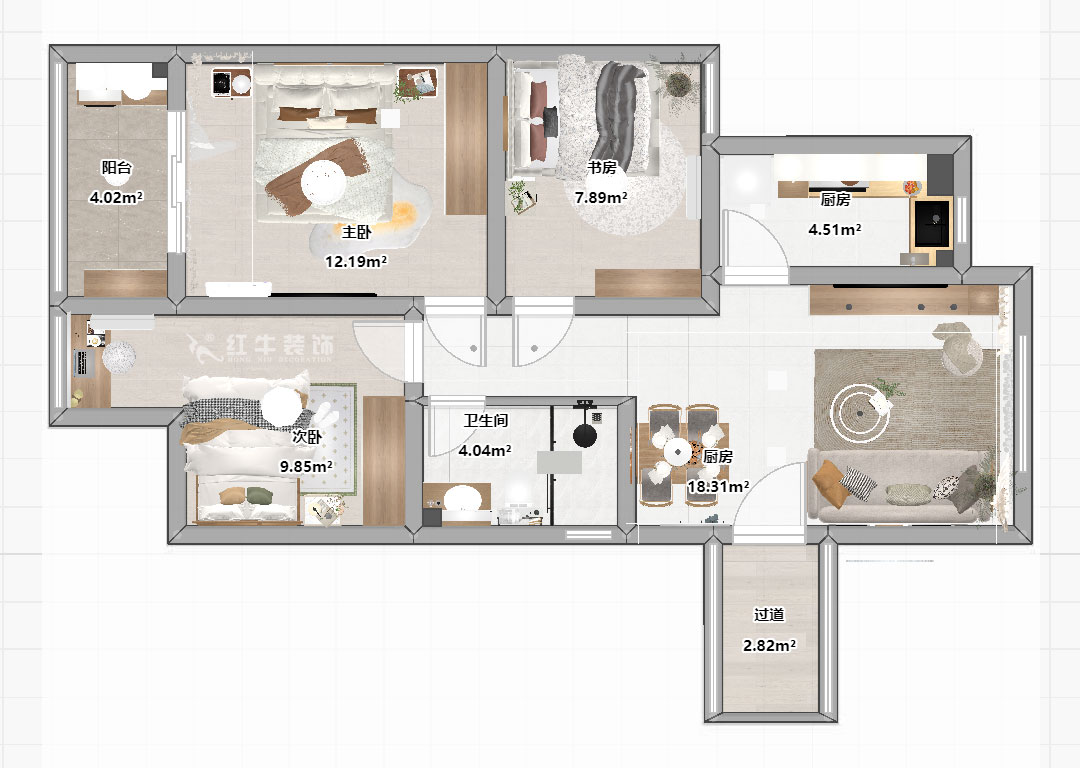 劉曉芳|白云雅居12-1-804-80㎡-原木風(fēng)格|3室2廳1衛(wèi)|新房裝修|定制家|全包10