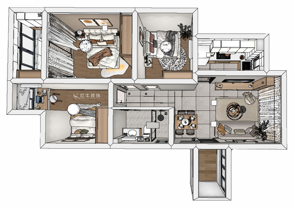 劉曉芳|白云雅居12-1-804-80㎡-原木風(fēng)格|3室2廳1衛(wèi)|新房裝修|定制家|全包10