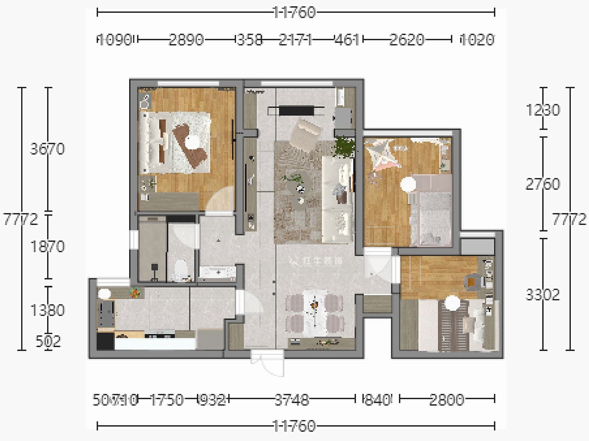 陸利民|保利國(guó)際社區(qū)2-1-2402-89㎡-現(xiàn)代風(fēng)格|3室2廳1衛(wèi)|新房裝修|定制家|全包13