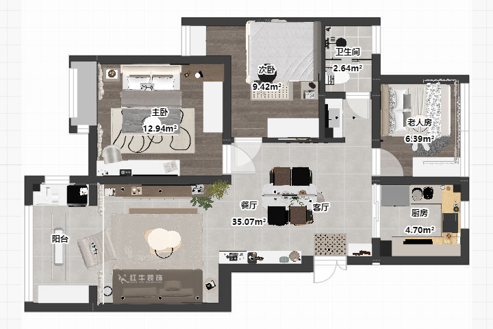 劉曉芳|紫金銘苑3-2-504-90㎡-極簡奶油風格|3室2廳1衛(wèi)|新房裝修|定制家|全包13