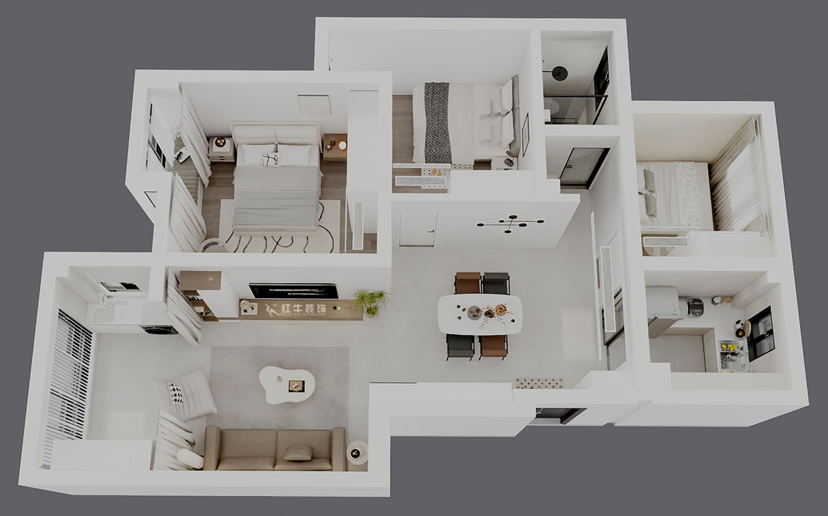 劉曉芳|紫金銘苑3-2-504-90㎡-極簡奶油風格|3室2廳1衛(wèi)|新房裝修|定制家|全包13