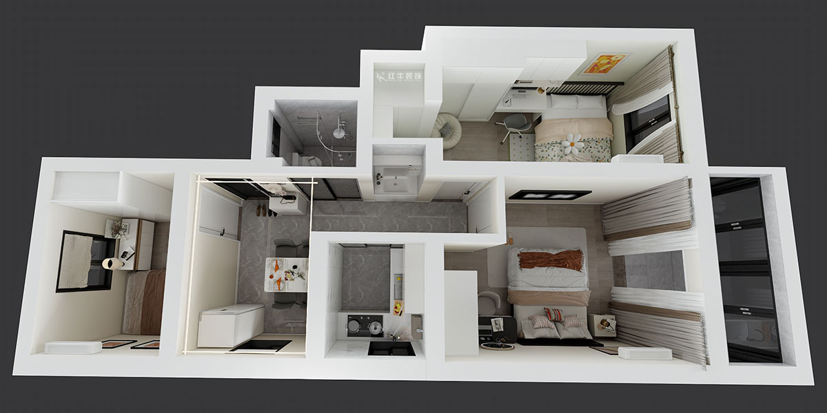 賈庭｜中山門(mén)小區(qū)12-401-65㎡-現(xiàn)代風(fēng)格｜3室1廳1廚1衛(wèi)｜老房裝修｜定制家｜全包9