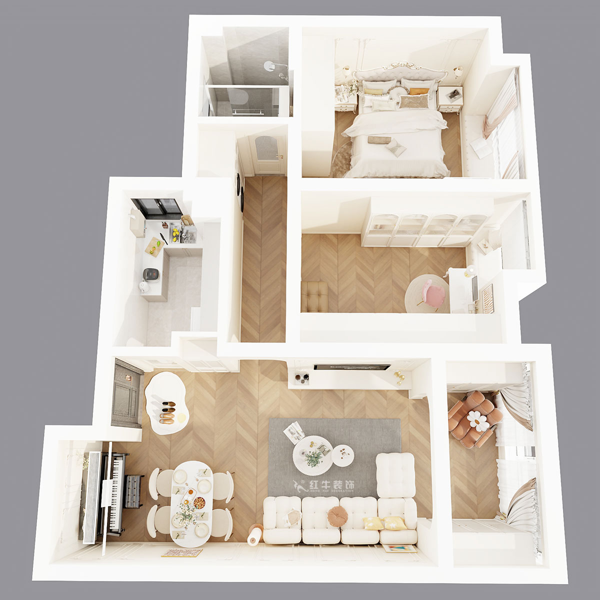 顧娟|北外灘水城16街區(qū)11-903-80㎡-簡歐風(fēng)格|2室2廳1衛(wèi)|新房裝修|定制家|全包12