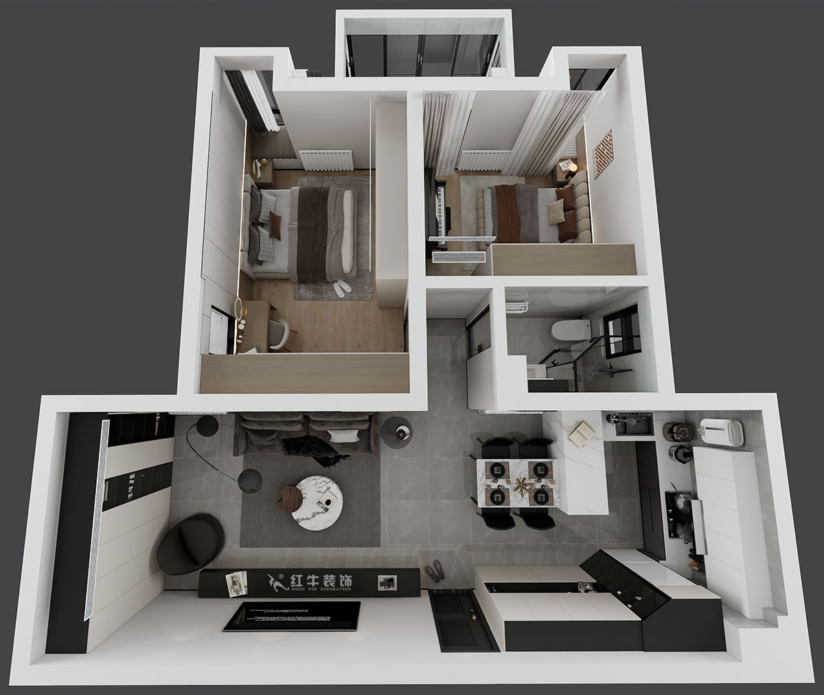 劉萍萍|潤(rùn)花園2-2-202-94㎡-現(xiàn)代簡(jiǎn)約風(fēng)格|2室2廳1衛(wèi)|老房裝修|定制家|全包13萬(wàn)|00_05鳥瞰圖