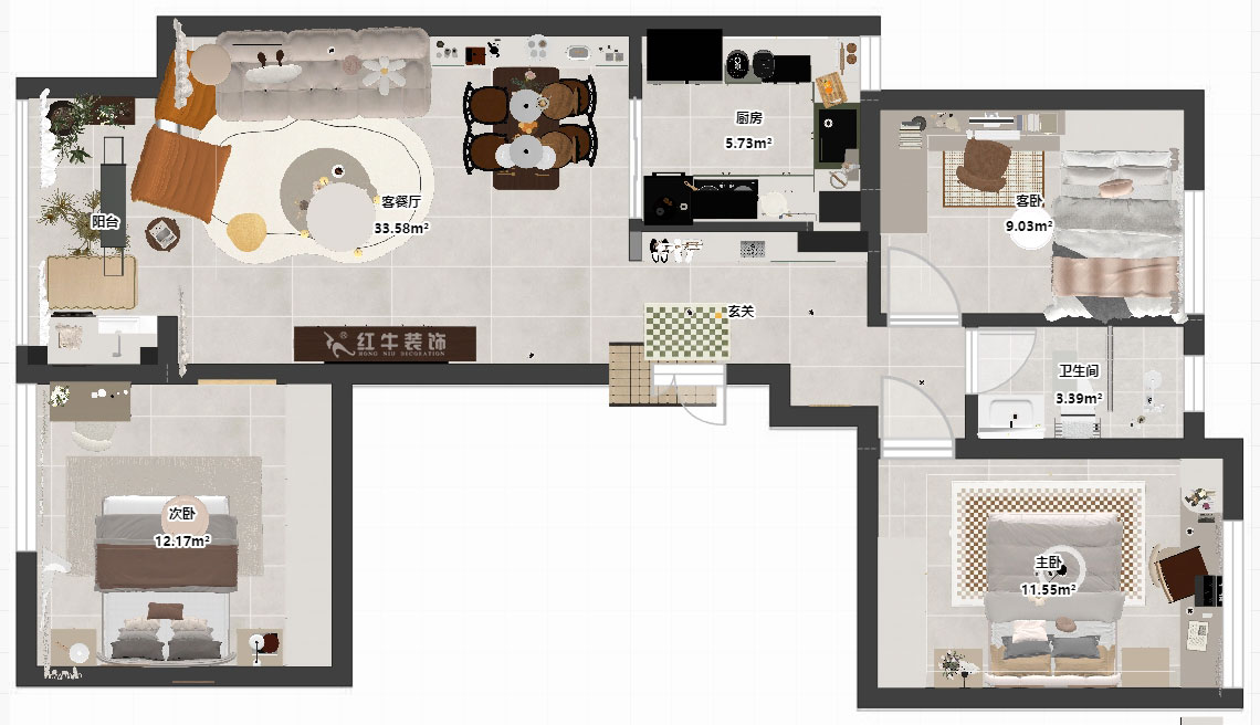 劉小勇|翠屏誠(chéng)園26-1002-95㎡-現(xiàn)代簡(jiǎn)約風(fēng)格|3室2廳1衛(wèi)|老房裝修|定制家|全包12