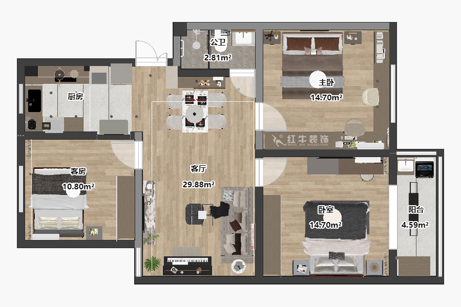 劉曉芳|秦淮教師公寓14-72-202-95㎡-現(xiàn)代風(fēng)格|3室2廳1衛(wèi)|新房裝修|定制家|全包12