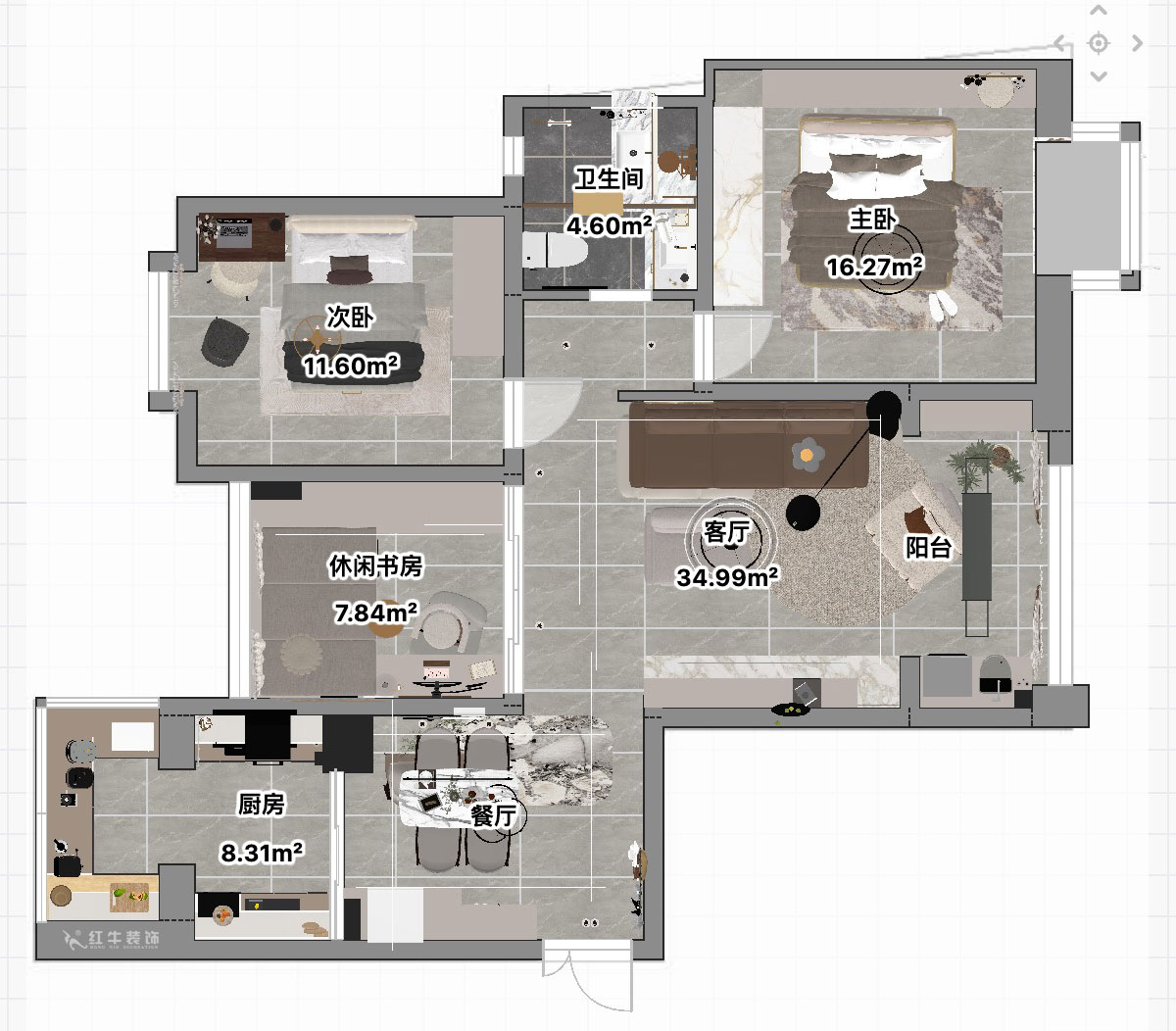 吳波|金陵灣6-3-1901-120㎡-現(xiàn)代簡約風格|3室2廳1衛(wèi)|新房裝修|定制家|全包15萬|00_04平面彩圖