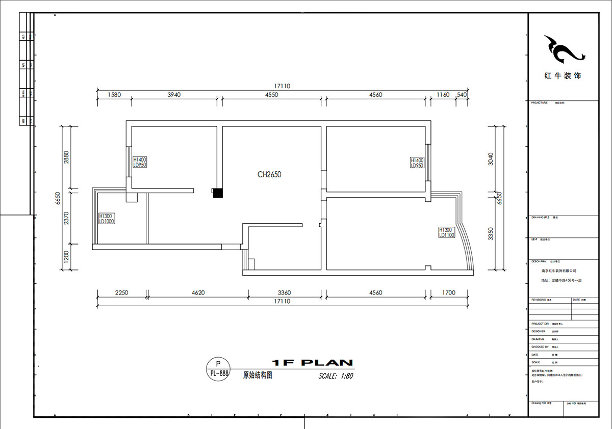 劉小勇|金信花園12-37-401-105㎡-現(xiàn)代簡約風格|3室2廳1衛(wèi)|老房裝修|定制家|全包13萬|00_01原始結構圖