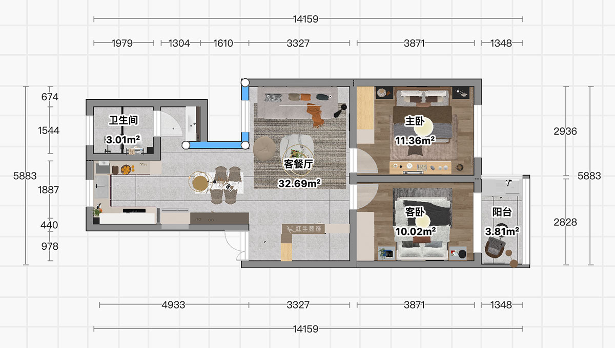 顧娟|曹后村30號(hào)大院4-3-304-75㎡-現(xiàn)代風(fēng)格|2室2廳1衛(wèi)|舊房裝修|定制家|全包12