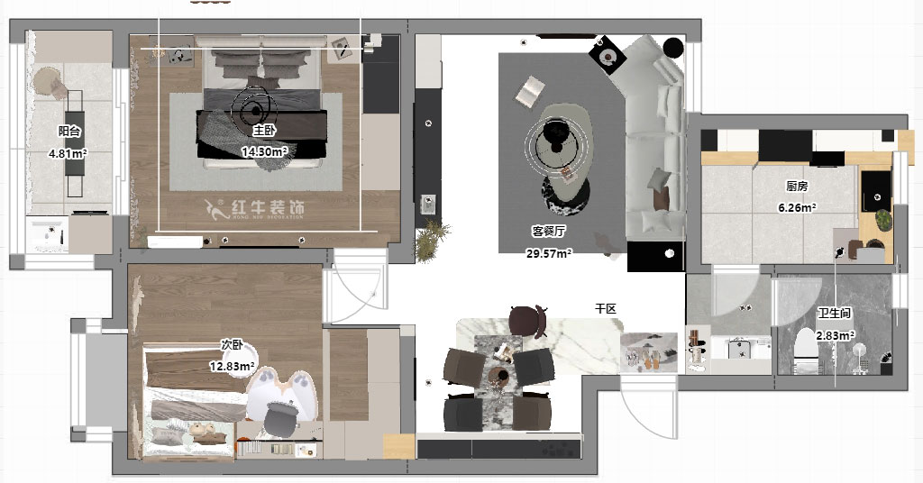 賈庭|祥和家園6-502-85㎡-新中式風(fēng)格|2室2廳1衛(wèi)|老房裝修|定制家|全包12萬(wàn)|00_03平面彩圖