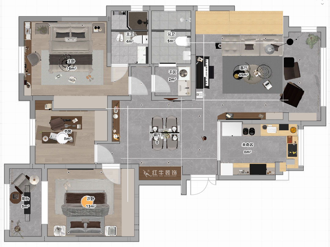 劉小勇|柏悅瀾庭28-206-125㎡-現(xiàn)代簡(jiǎn)約風(fēng)格|3室2廳2衛(wèi)|老房裝修|定制家|全包17萬|00_03平面彩圖
