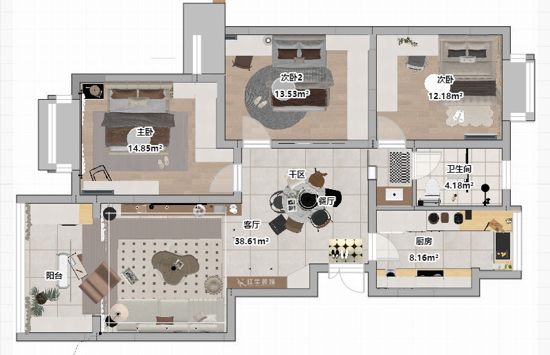 劉萍萍｜城開(kāi)怡家1-2-1004-113㎡-奶油風(fēng)格｜3室2廳1衛(wèi)｜老房裝修｜婚房裝修｜定制家｜全包14