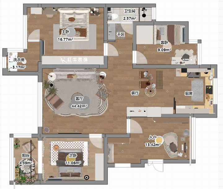 朱明琪|紫氣鐘山21-1-202-110㎡-北歐風(fēng)格|3室2廳1衛(wèi)|老房裝修|定制家|全包15萬|00_03平面彩圖