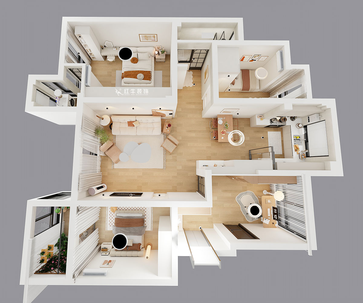 朱明琪|紫氣鐘山21-1-202-110㎡-北歐風(fēng)格|3室2廳1衛(wèi)|老房裝修|定制家|全包15萬|00_04鳥瞰圖