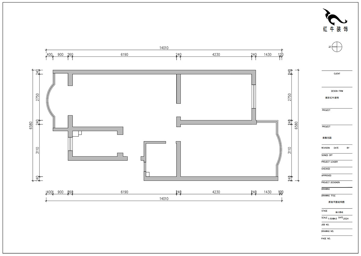朱明琪|紫薇花園2-302-72㎡-現代風格|2室2廳1衛(wèi)|老房裝修|定制家|全包12萬|00_01原始結構圖
