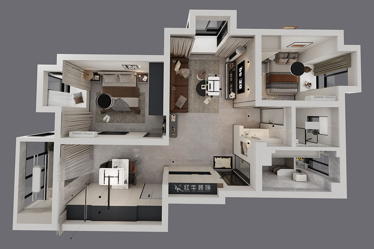 仇美蓉|新建雅苑9-4-208-80㎡-簡(jiǎn)約風(fēng)格|3室2廳1衛(wèi)|老房裝修|定制家|全包10萬|00_04鳥瞰圖