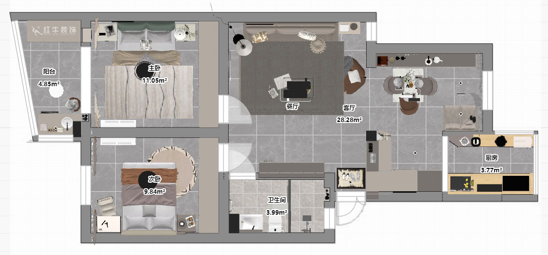 孟憲濤|龍?bào)椿ㄔ?-502-75㎡-現(xiàn)代簡約風(fēng)格|3室1廳1衛(wèi)|老房裝修|定制家|全包11萬|00_03平面彩圖