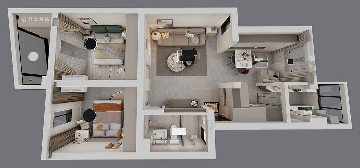 孟憲濤|龍?bào)椿ㄔ?-502-75㎡-現(xiàn)代簡約風(fēng)格|3室1廳1衛(wèi)|老房裝修|定制家|全包11萬|00_04鳥瞰圖