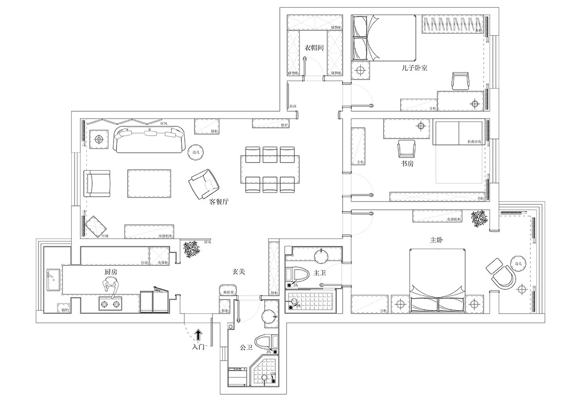蔣婷婷|御林山莊12-103-135㎡-法式中國風|3室2廳1廚2衛(wèi)|00_02平面布置圖