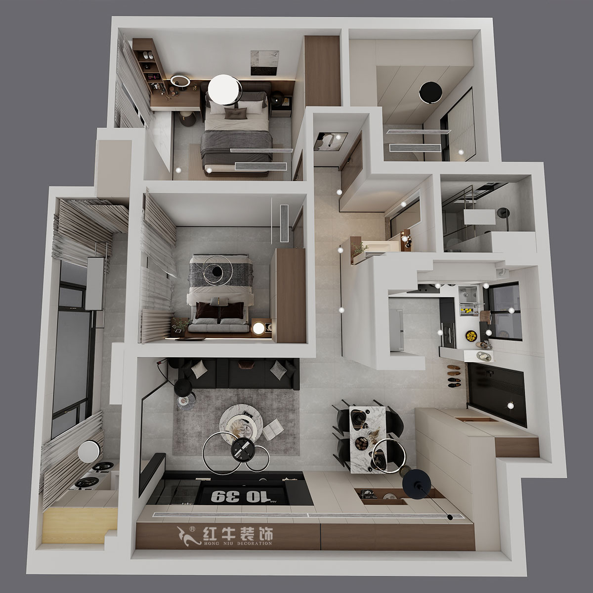 魏明花|萬科久都薈A區(qū)2-2102-89㎡-現(xiàn)代簡約風(fēng)格|3室2廳1衛(wèi)|二手房裝修|定制家|全包12萬|00_04鳥瞰圖