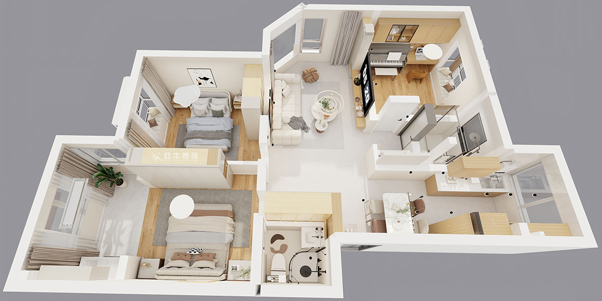 顧娟|春天家園11-37-402-90㎡-現(xiàn)代簡約風(fēng)格|3室2廳2衛(wèi)|舊房裝修|定制家|全包12萬|00_05鳥瞰圖