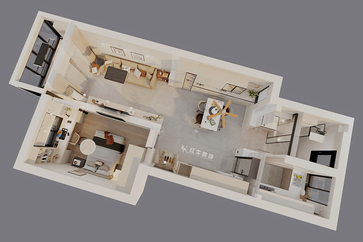 魏明花|衛(wèi)橋新村17-502-70㎡-現(xiàn)代簡(jiǎn)約風(fēng)格|1室2廳1衛(wèi)|二手房裝修|定制家|全包9萬(wàn)|00_04鳥瞰圖