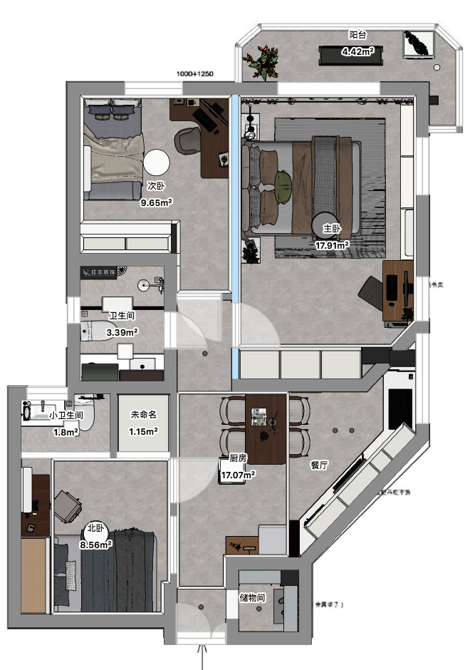 孟憲濤|金寶花園4-2605-95㎡-現(xiàn)代簡(jiǎn)約風(fēng)格|3室1廳2衛(wèi)|老房裝修|定制家|全包14