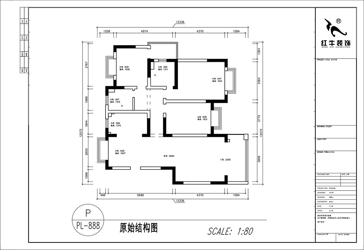 顧娟|挪威森林13-501-125㎡-中古風(fēng)|3室2廳2衛(wèi)|舊房裝修|定制家|全包17萬|00_01原始結(jié)構(gòu)圖