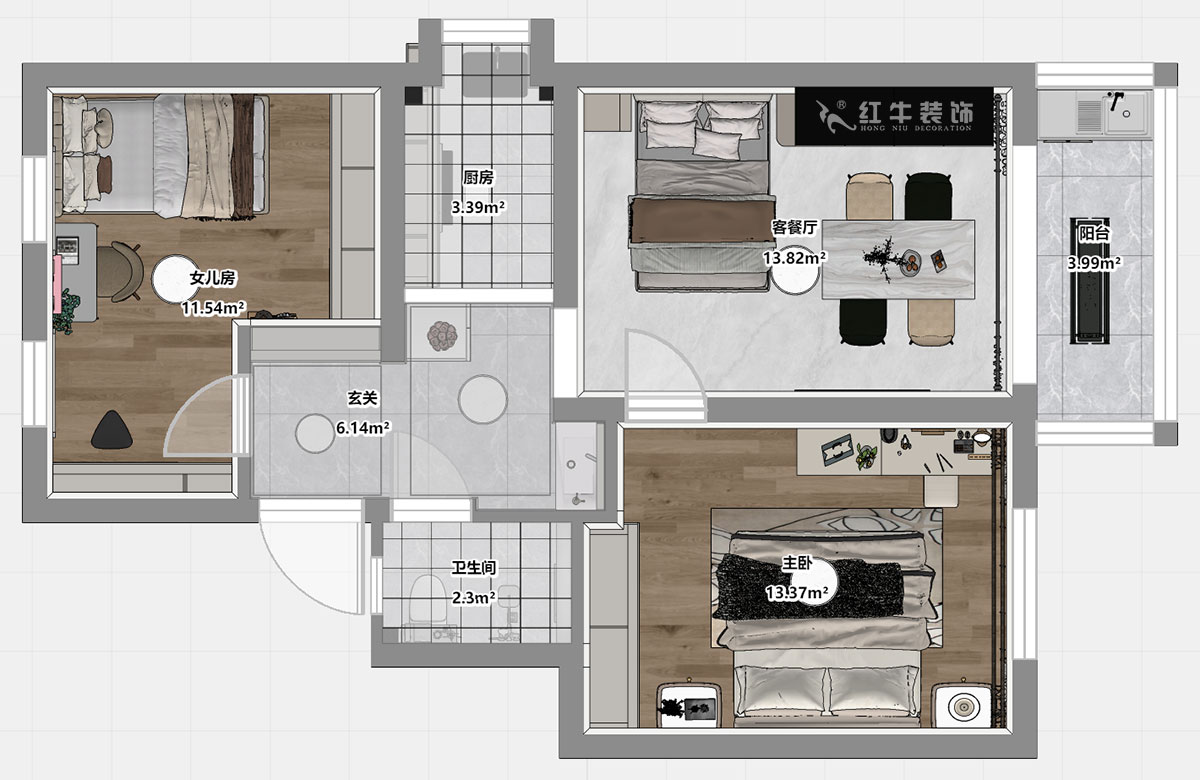 仇美蓉|太平橋南38號(hào)1-601-67㎡-簡(jiǎn)約風(fēng)格|2室1廳1衛(wèi)|老房裝修|定制家|全包8萬(wàn)|00_03平面彩圖