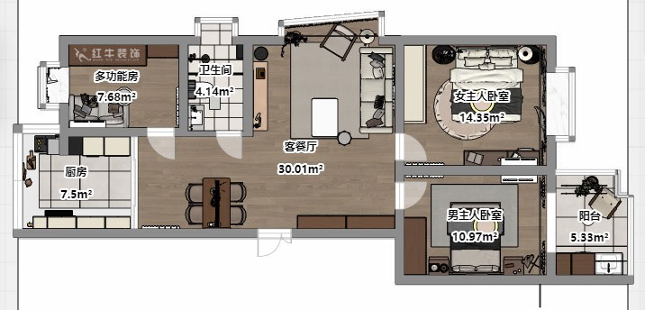 劉小勇|東城水岸6-1301-105㎡-現(xiàn)代風(fēng)格|3室2廳1衛(wèi)|老房裝修|定制家|全包11
