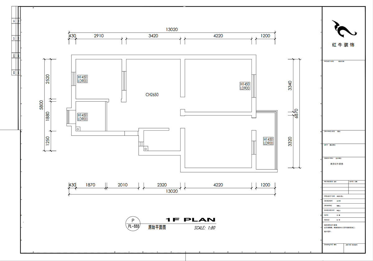 劉小勇|龍?bào)粗新?66號(hào)401室-83㎡-現(xiàn)代簡(jiǎn)約風(fēng)格|2室2廳1衛(wèi)|老房裝修|定制家|全包10萬(wàn)|00_01原始結(jié)構(gòu)圖