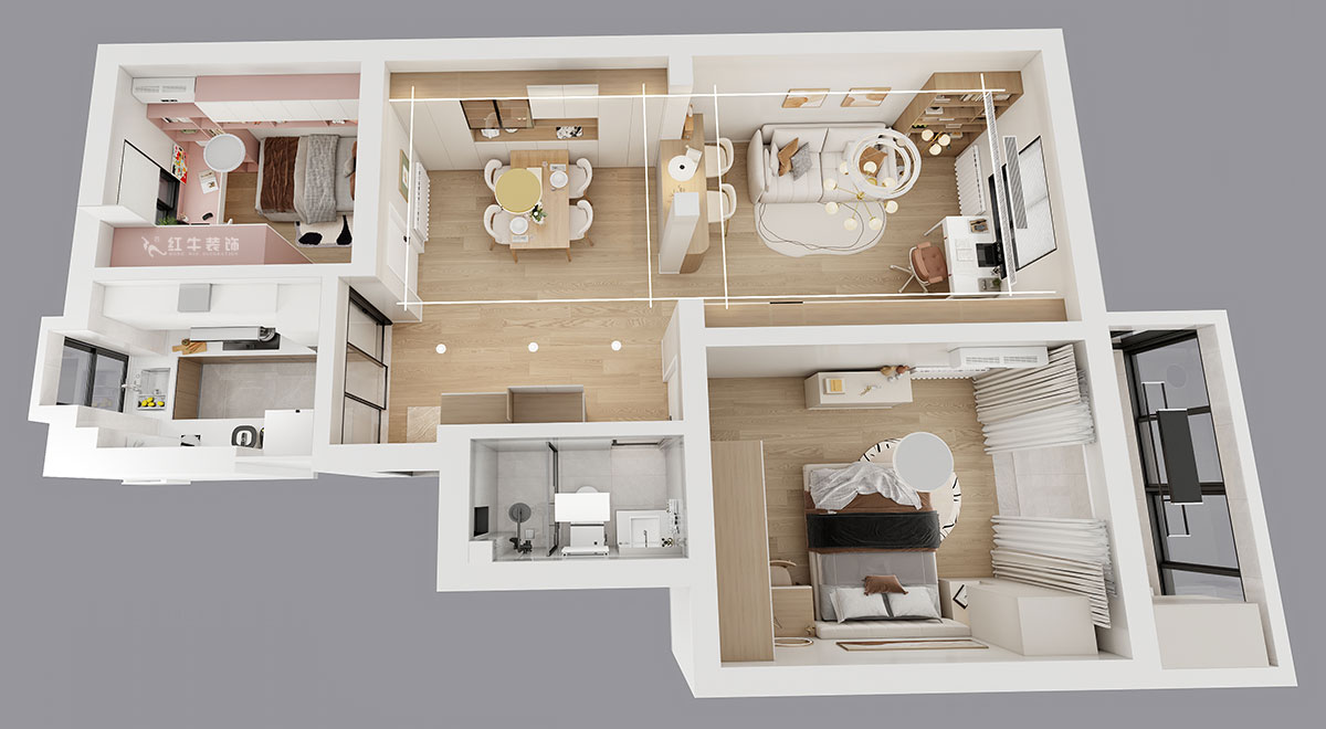 劉小勇|龍?bào)粗新?66號(hào)401室-83㎡-現(xiàn)代簡(jiǎn)約風(fēng)格|2室2廳1衛(wèi)|老房裝修|定制家|全包10萬(wàn)|00_04鳥(niǎo)瞰圖