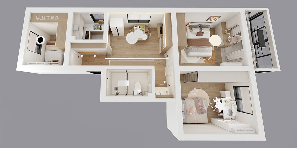 劉小勇|寧工新寓二村115號(hào)501-75㎡-現(xiàn)代簡(jiǎn)約風(fēng)格|3室1廳1衛(wèi)|老房裝修|定制家|全包10萬|00_04鳥瞰圖