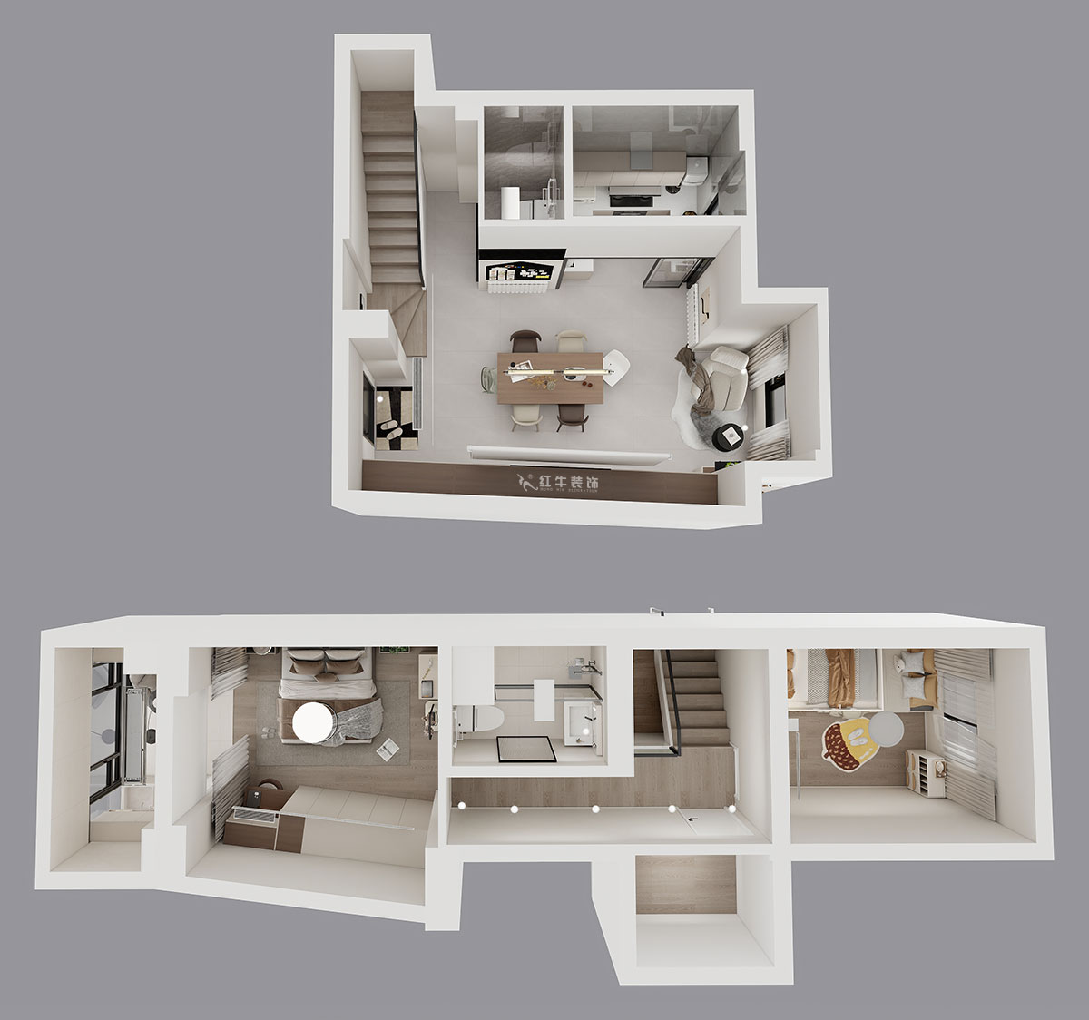 蔣?。ヌ陨郴ǔ?-1905-105㎡-現(xiàn)代簡(jiǎn)約風(fēng)格｜復(fù)式｜2室2廳2衛(wèi)｜老房裝修｜定制家｜全包13萬(wàn)｜00_06鳥(niǎo)瞰圖