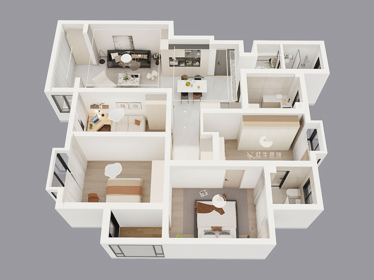 劉曉芳|九龍盛世園19號(hào)801室-135㎡-現(xiàn)代風(fēng)格|4室2廳2衛(wèi)|老房裝修|定制家|全包15