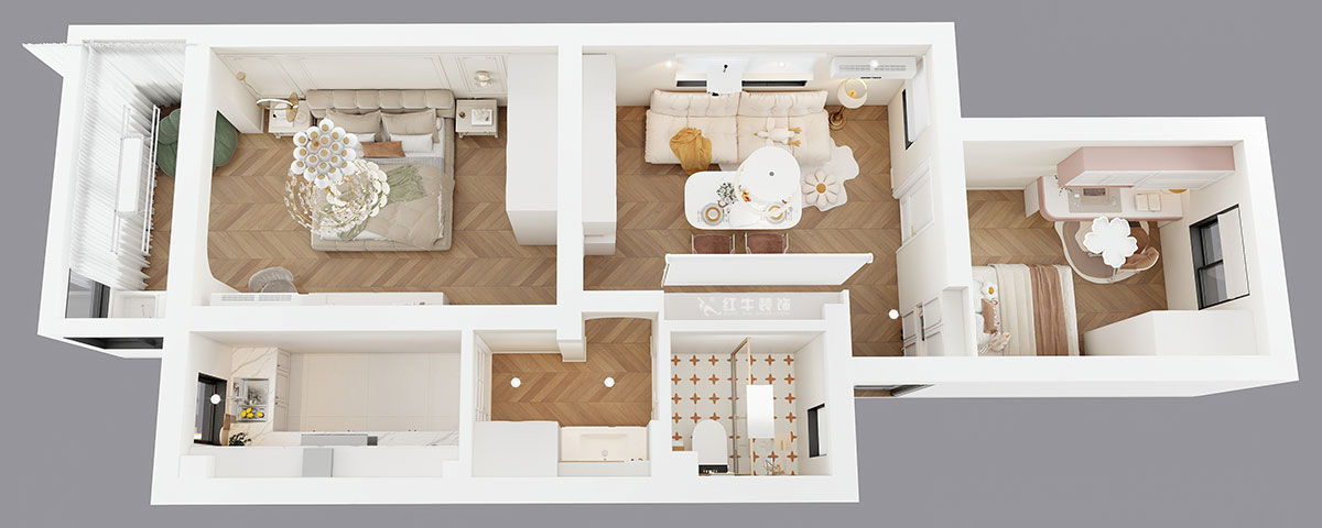 顧娟|育才公寓32-502-66㎡-法式風(fēng)格|2室1廳1衛(wèi)|舊房裝修|定制家|全包11