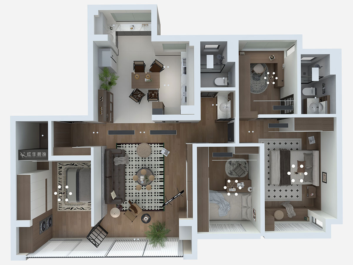 劉萍萍｜銘著風(fēng)華6-701-136㎡-中古風(fēng)｜4室2廳2衛(wèi)｜新房裝修｜定制家｜全包20