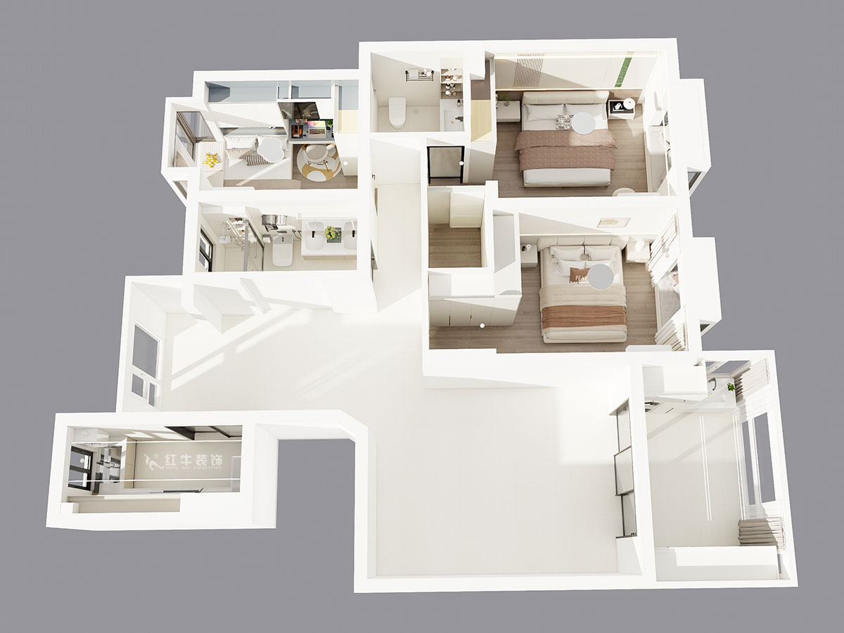 郭志成|澳麗嘉園4-605-126㎡-現(xiàn)代奶油風(fēng)格|3室2廳1廚2衛(wèi)|毛坯裝修|定制家|全包19