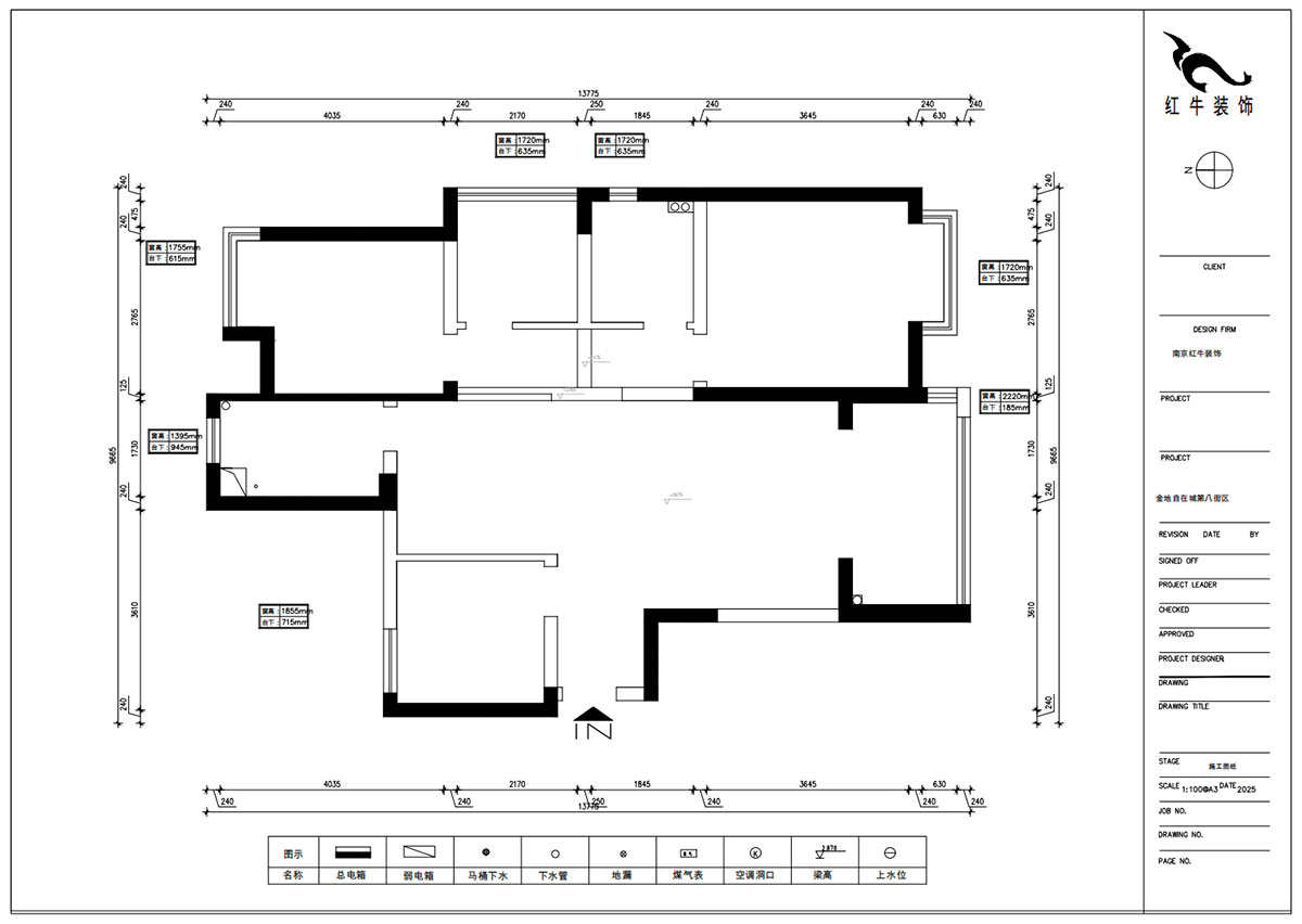 朱明琪|金地自在城8街區(qū)5-1-501-111㎡-中古風(fēng)|3室1廳2衛(wèi)|老房裝修|定制家|全包15萬(wàn)|00_01原始結(jié)構(gòu)圖