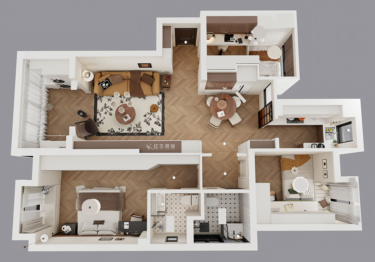 朱明琪|金地自在城8街區(qū)5-1-501-111㎡-中古風(fēng)|3室1廳2衛(wèi)|老房裝修|定制家|全包15萬(wàn)|00_04鳥(niǎo)瞰圖