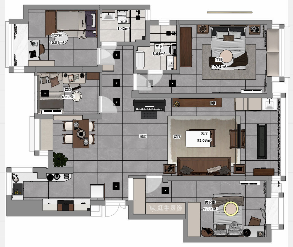 孟憲濤|高科榮域8-2-303-133㎡-簡約中式風格|4室2廳2衛(wèi)|老房裝修|定制家|全包17