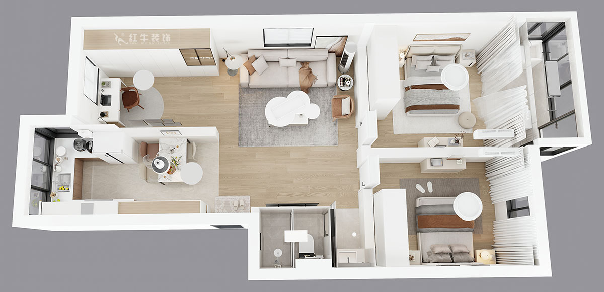 劉小勇|復(fù)成里44-109-94㎡-現(xiàn)代簡約風格|3室2廳1衛(wèi)|老房裝修|定制家|全包10