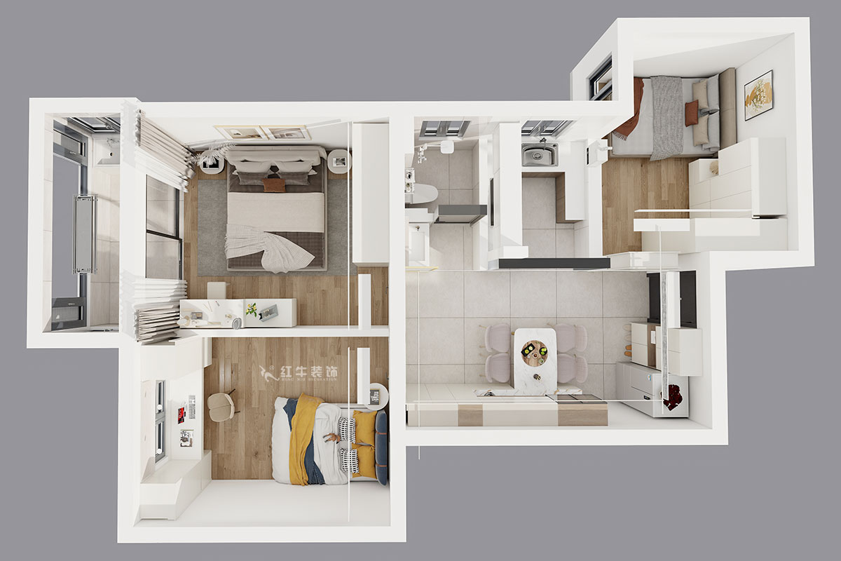 魏明花|武學(xué)園8-2505-82㎡-現(xiàn)代簡(jiǎn)約風(fēng)格|3室1廳1衛(wèi)|二手房裝修|定制家|全包14萬|00_04鳥瞰圖