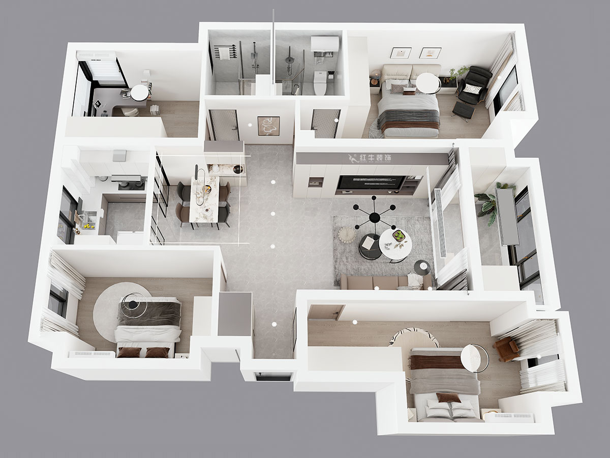 孟憲濤|融創(chuàng)臻園15-1005-120㎡-簡(jiǎn)約風(fēng)格|4室2廳2衛(wèi)|新房裝修|定制家|全包16萬(wàn)|00_04鳥(niǎo)瞰圖