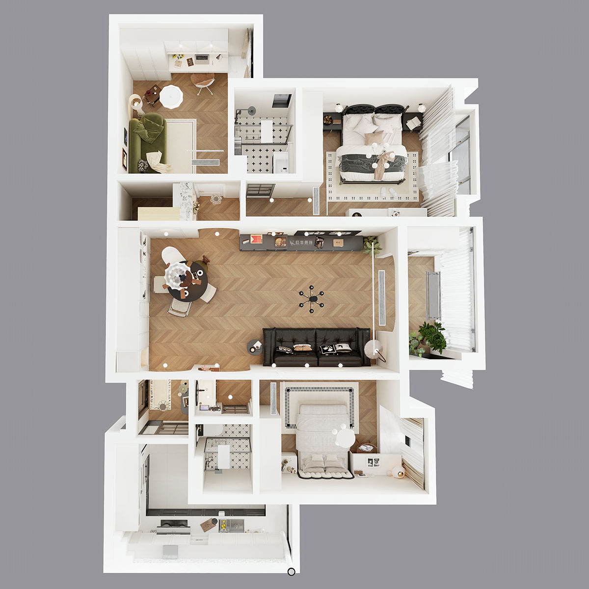 魏明花|匯錦國際6-1-1402-125㎡-法式復古風格|3室2廳2衛(wèi)|二手房裝修|定制家|全包16